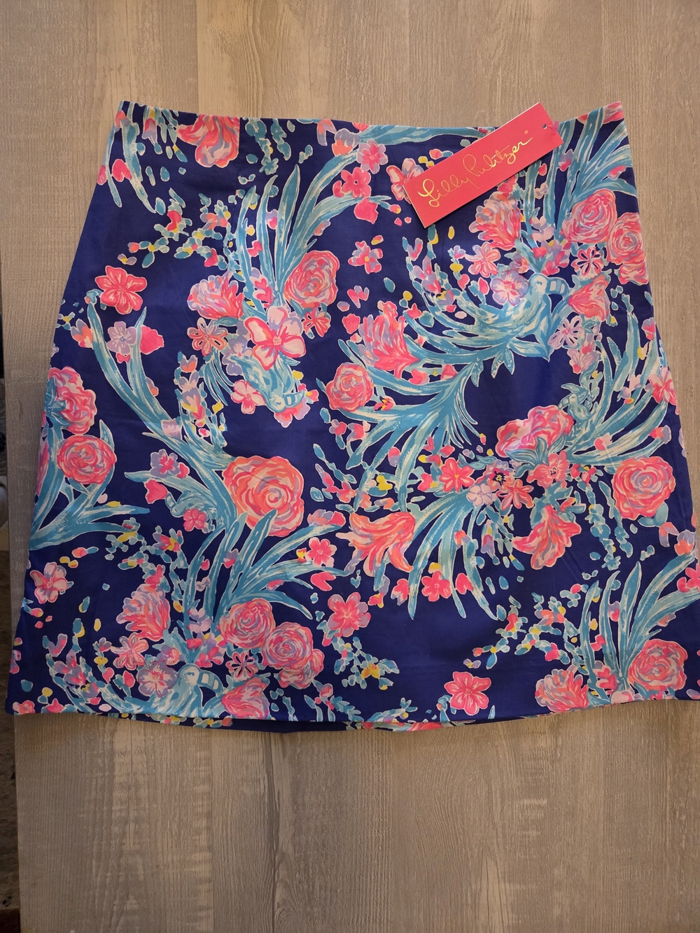 Lilly Pulitzer Izzy Skirt with Floral Pattern - Corsica Blue Toucan Party